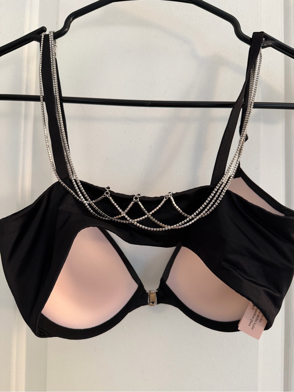 Victoria's Secret Black Rhinestone-Chain Padded Bra